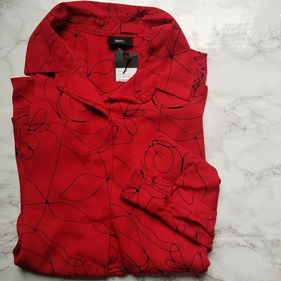Mossimo Supply Co. Tops - ⭐Mossimo red and black scribble print button up